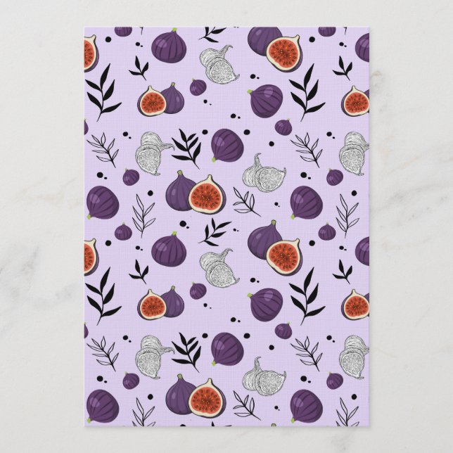 Watercolor Figs And Leaves Seamless Pattern Invitation (Front)