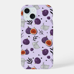 Watercolor Figs And Leaves Seamless Pattern iPhone 15 Case