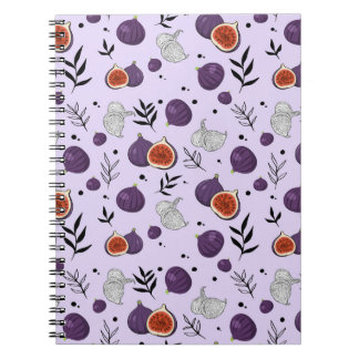 Watercolor Figs And Leaves Seamless Pattern Notebook