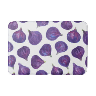 Watercolor figs pattern bath mat