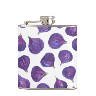Watercolor figs pattern hip flask