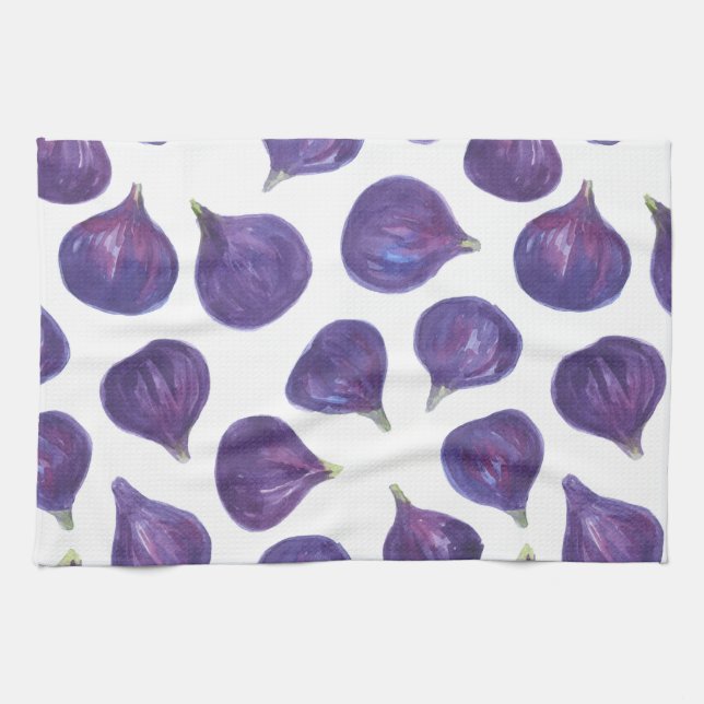 Watercolor figs pattern tea towel (Horizontal)