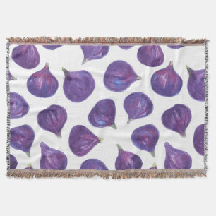 Watercolor figs pattern throw blanket