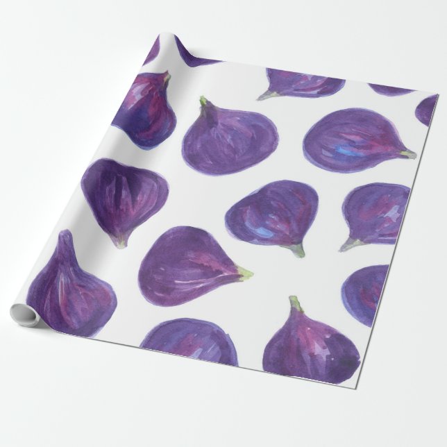 Watercolor figs pattern wrapping paper (Unrolled)