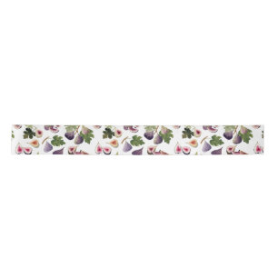 Watercolor Figs White and Yellow Ochre and Blush Satin Ribbon