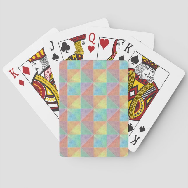 Watercolor Filled Triangle Geometric Pattern Playing Cards (Back)