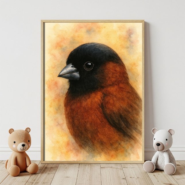 Watercolor Finch Portrait Poster (Creator Uploaded)