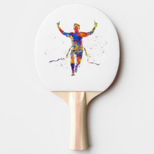 Watercolor finish line runner ping pong paddle