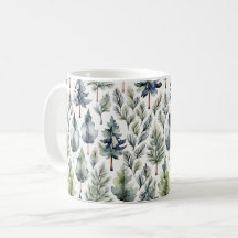 Watercolor Fir Tree Forest Patterned Green mug