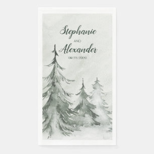 Watercolor Fir Trees Winter Wedding Napkin