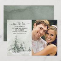 Watercolor Fir Trees Winter Wedding
