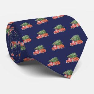 Watercolor Firefighter Christmas Fire Truck Tie