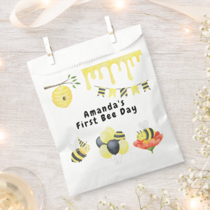 Watercolor first Bee Day birthday Party Favour Bags