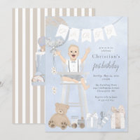 Watercolor First Birthday Baby in Highchair
