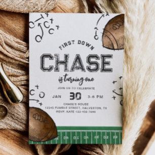 Watercolor First Down Football Birthday Invitation