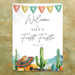 Watercolor First Fiesta 1st Birthday Welcome Sign