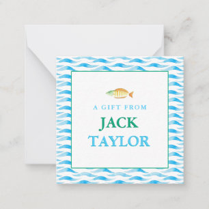 Watercolor Fish Boys Personalized Gift Enclosure Card