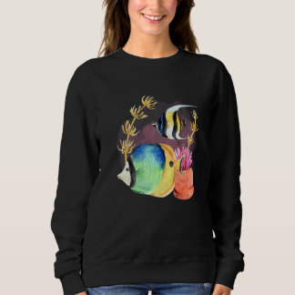 Watercolor Fish Deep Ocean Creatures and Rift Life Sweatshirt