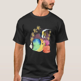 Watercolor Fish Deep Ocean Creatures and Rift Life T-Shirt