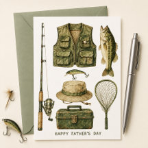 Watercolor Fishing Father's Day Card Fishing Lover