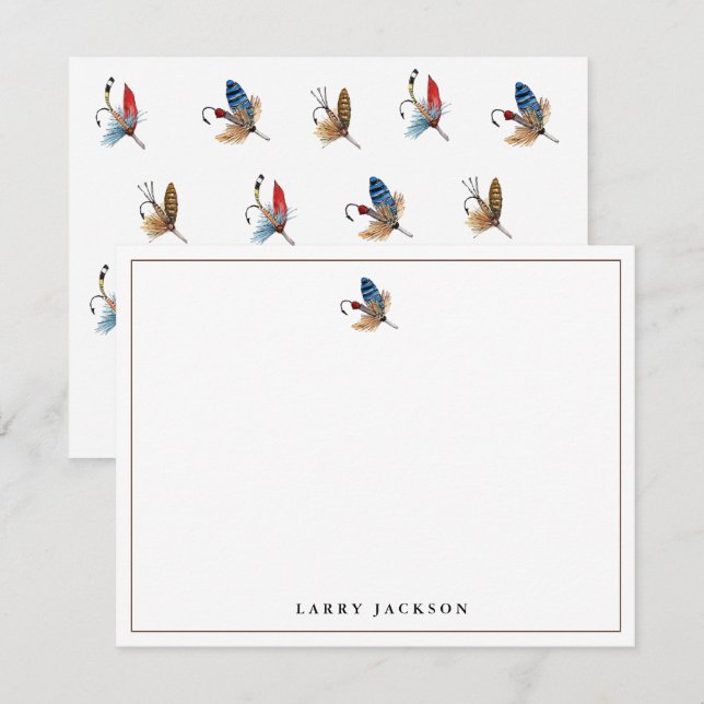 Watercolor fishing hooks Flat Card (Front/Back)