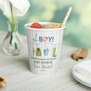 Watercolor Fishing Lure Baby Shower Boy Paper Cups