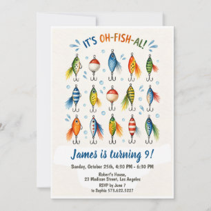 Watercolor Fishing Lures Fishing Birthday Invitation