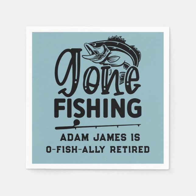 Watercolor Fishing Retirement Party - Gone Fishing Napkin (Front)