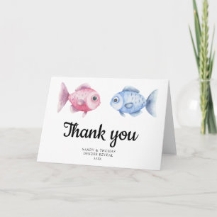 Watercolor Fishing Thank you gender reveal Card