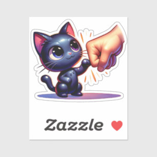 Watercolor Fist Bump with Black Cat Paw