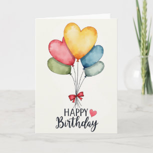 Watercolor Five Hearts Card