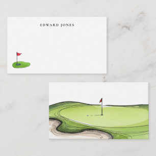 Watercolor Flag and putting green Golfers Card