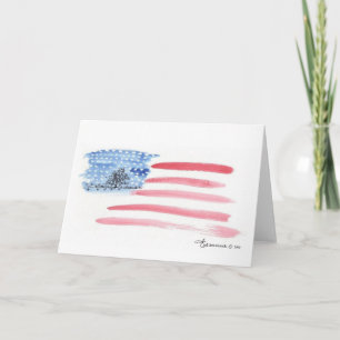 Watercolor Flag with Cemetery Note Card
