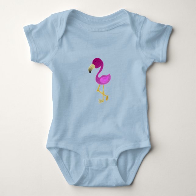 Watercolor Flamingo  Baby Bodysuit (Front)