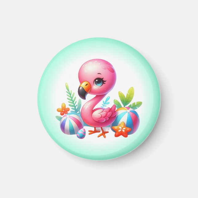 Watercolor Flamingo Cartoon Clipart  Magnet (Front)