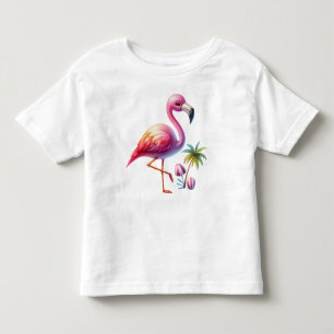Watercolor Flamingo Cartoon Clipart Toddler T-Shirt