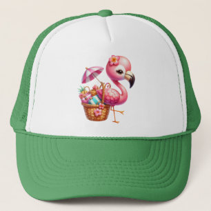 Watercolor Flamingo Cartoon Clipart Trucker Hat
