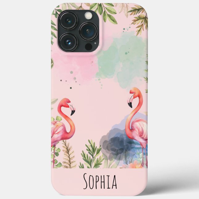 Watercolor Flamingo Cute Personalised  Case-Mate iPhone Case (Back)
