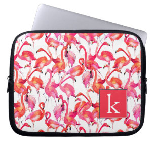 Watercolor Flamingo In Watercolors Add Your Name Laptop Sleeve
