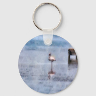 Watercolor Flamingo Key Ring