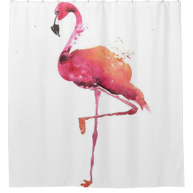 Watercolor Flamingo Lovers | Funny Flamingo Lovers Shower Curtain (Front)