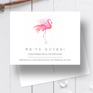 Watercolor Flamingo New Home Moving Announcement Postcard