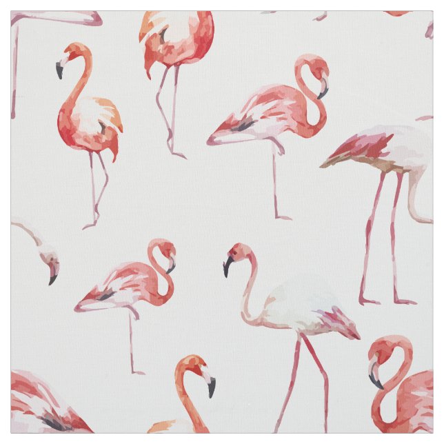 Watercolor flamingo pattern tropical bird fabric (Swatch)