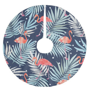 Watercolor Flamingo: Pink Tropical Elegance. Brushed Polyester Tree Skirt
