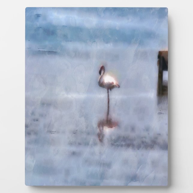 Watercolor Flamingo Plaque (Front)