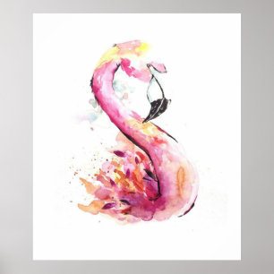 Watercolor Flamingo Print Art   Funny Flamingo