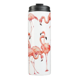 Watercolor flamingo seamless pattern. Hand painted Thermal Tumbler