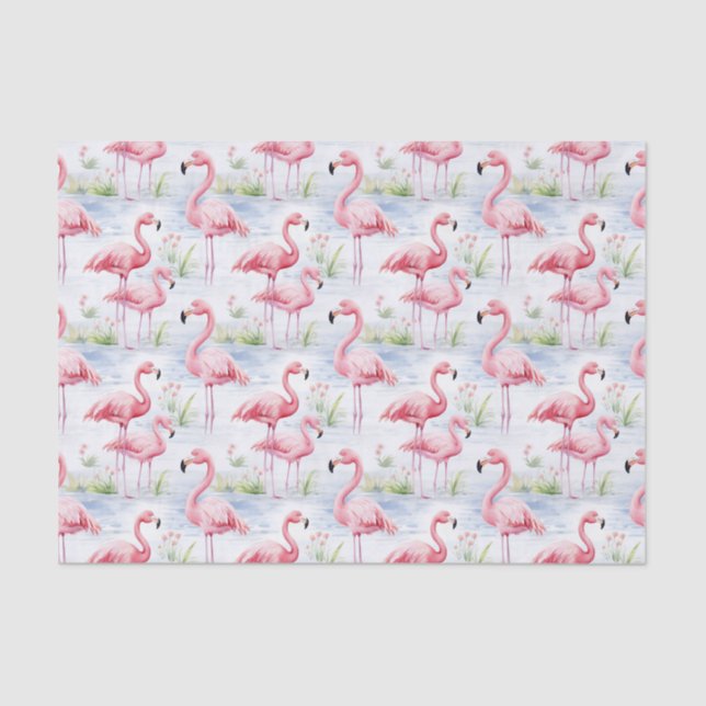 Watercolor Flamingo Tissue Paper (Front)