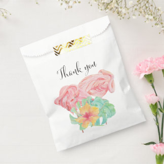 Watercolor Flamingo & Tropical Greenery Wedding Favour Bags