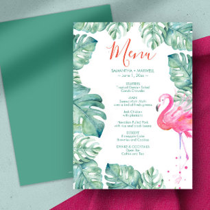 Watercolor Flamingo Tropical Menu Invitation